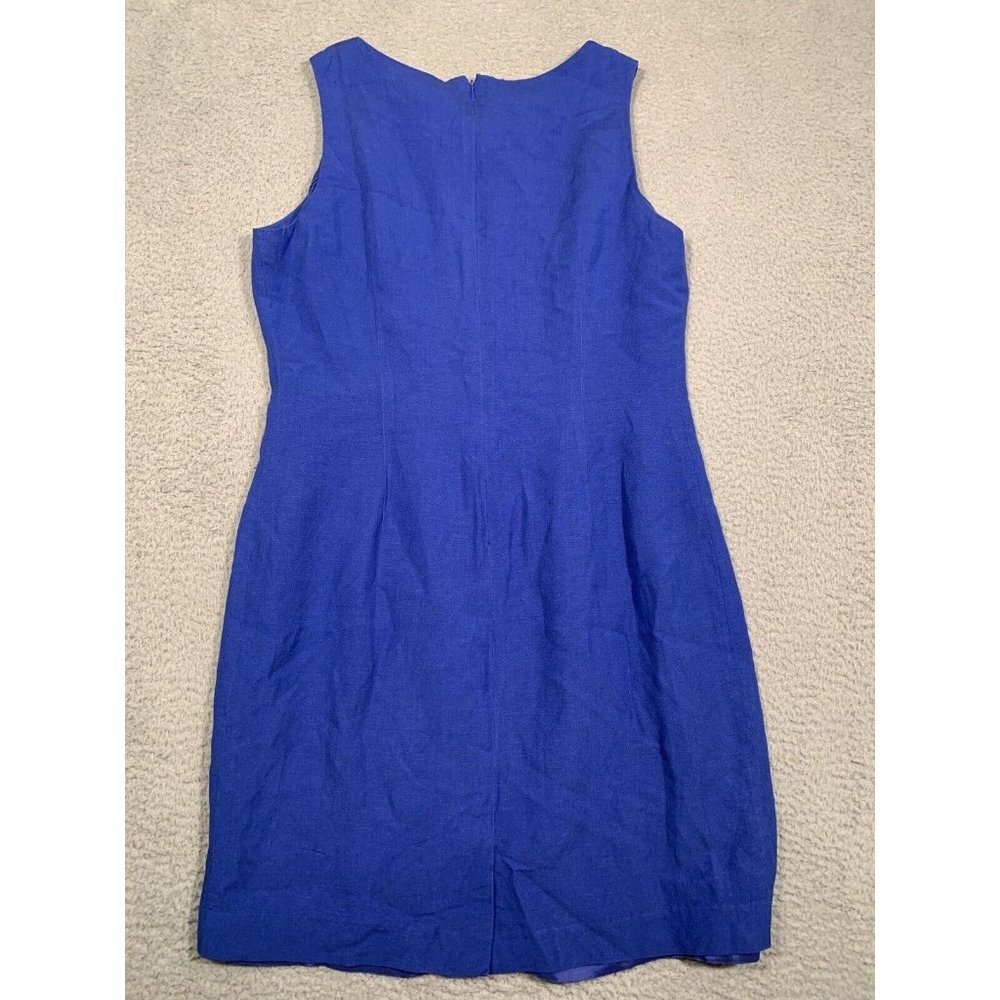 Deane & White Dress Blue Linen Blend Sleeveless Lined Size 10 Back Zipper - Picture 6 of 8